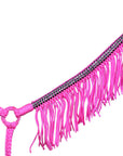 Black Horse Breast Collar Flat Braided Paracord Crystal Fringes Hilason