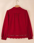 Alma Contrasted Trim Textured Blouse