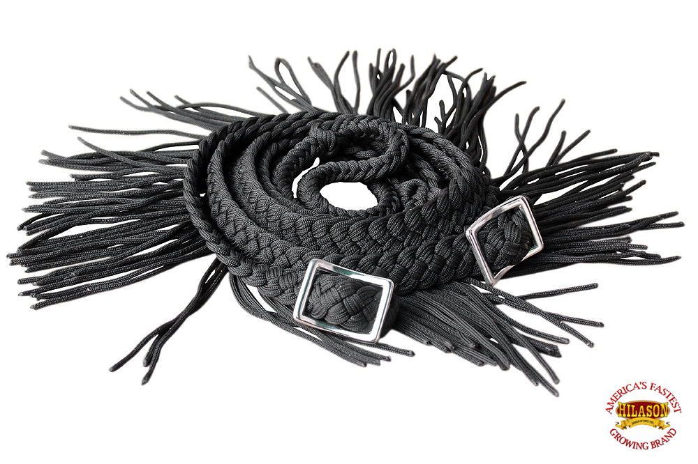 1" X 8Ft Hilason Braided Poly Barrel Horse Racing Reins Flat Grip Knots