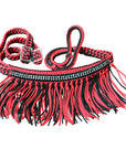 1" X 8Ft Hilason Braided Barrel Horse Racing Reins Knots Fringe Crystal