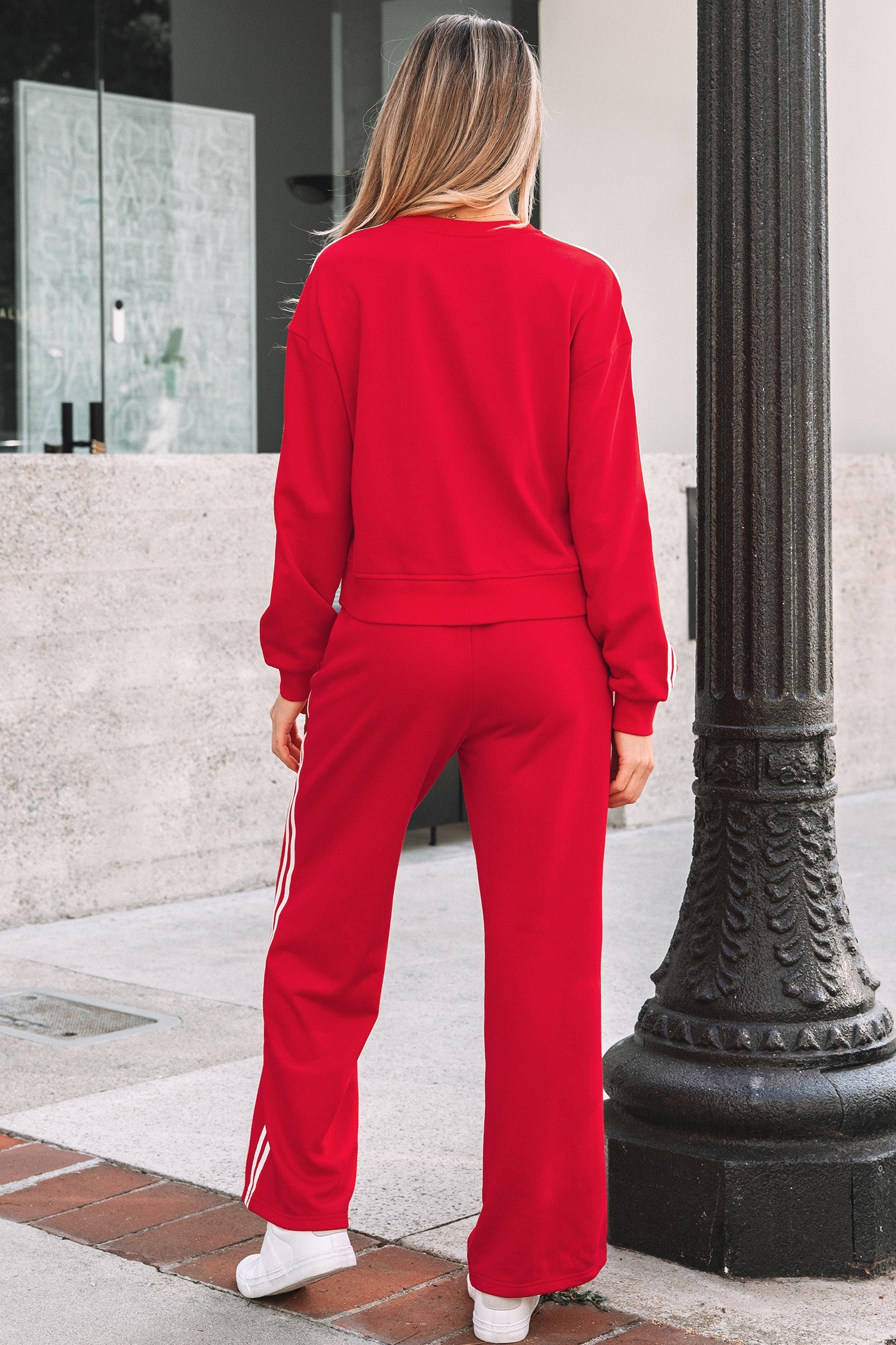 Varsity Stripe Crewneck Pullover &amp; Sweatpants Set
