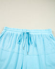 Plus Size Solid Pullover Top and Shorts Set