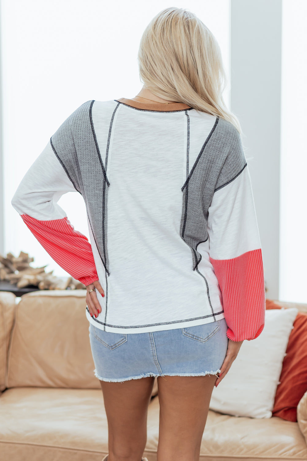 Everlee Knit Patchwork Casual Top