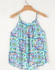 Floral Boho Rhinestone Spaghetti Strap Tank Top