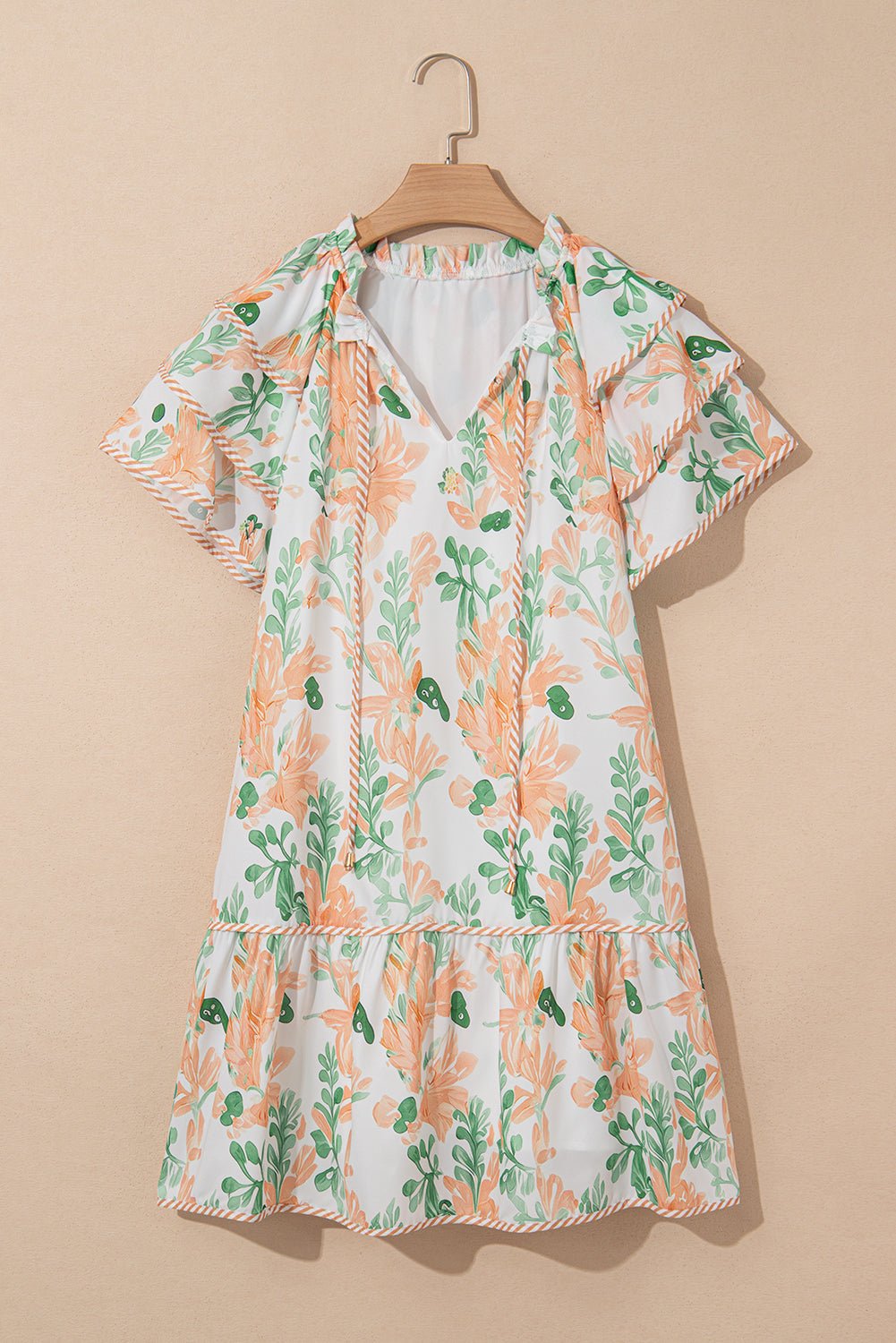 Madalyn Floral Contrast Edge Layered Short Sleeve Mini Dress