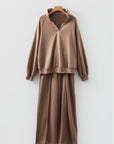 Solid V-Neck Pullover and Drawstring Sweatpants Set