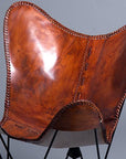 Genuine Leather Butterfly Chair Folding Lounge Modern Sling Accent Seat