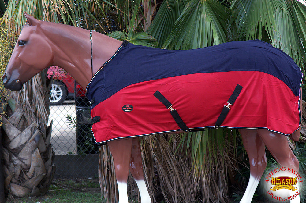 Hilason Western Horse Light Weight Comfort Durable Poly Fly Sheet Navy Blue &amp; Red