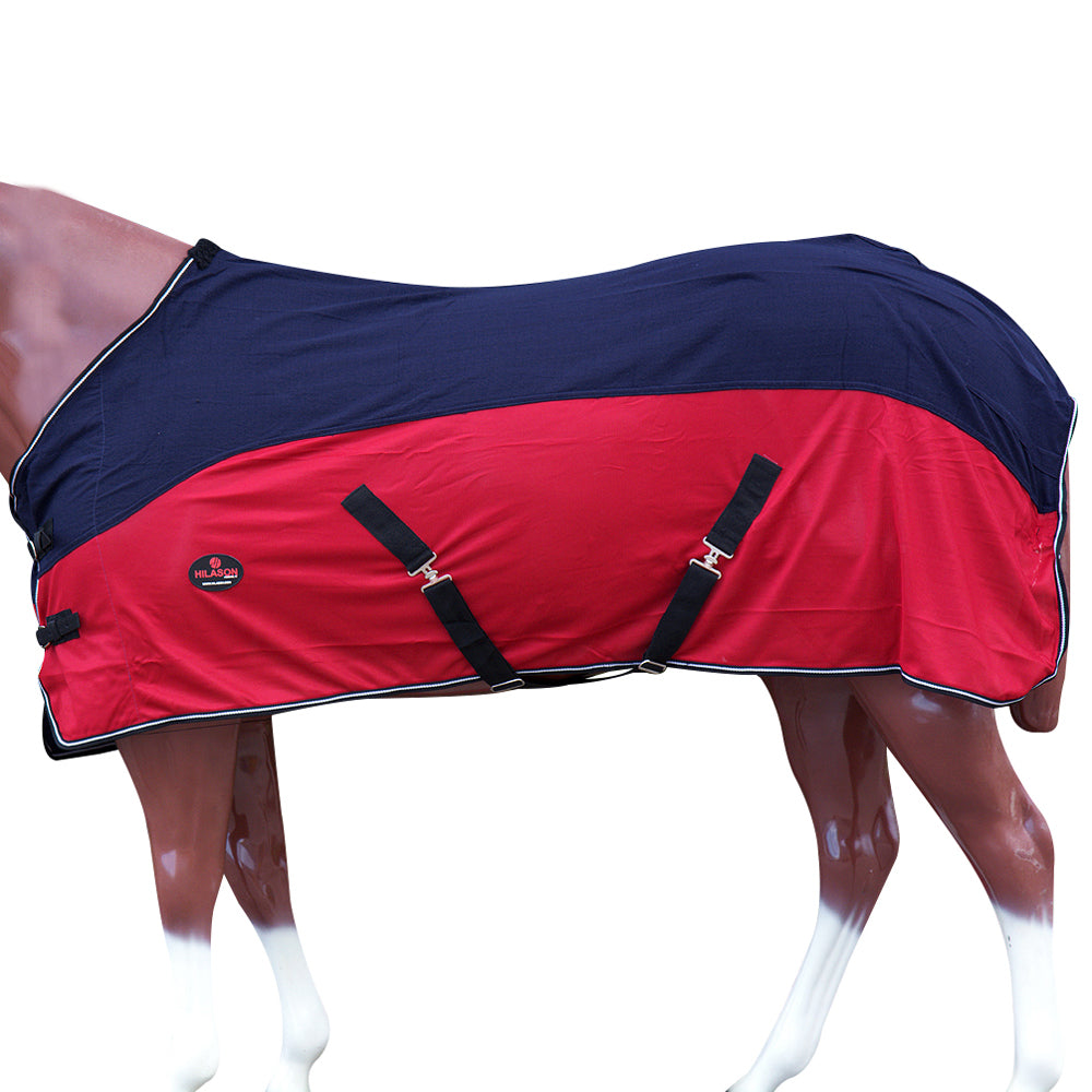 Hilason Western Horse Light Weight Comfort Durable Poly Fly Sheet Navy Blue &amp; Red