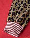 Stripe Leopard Patchwork Long Sleeve Sweatshirt