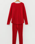 Ribbed Knit Long Sleeve Top and Leggings Set