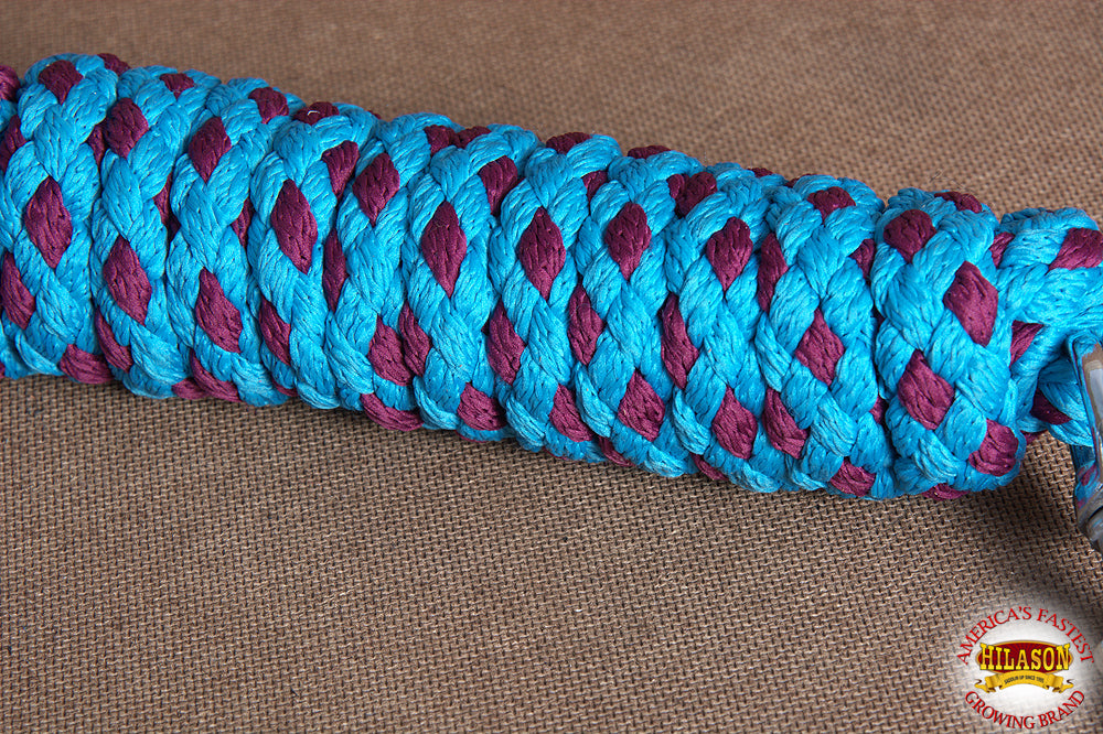 HILASON Horse Roping Lead Rope Riding Poly 1/4 In X 8 Ft Purple-Turquoise