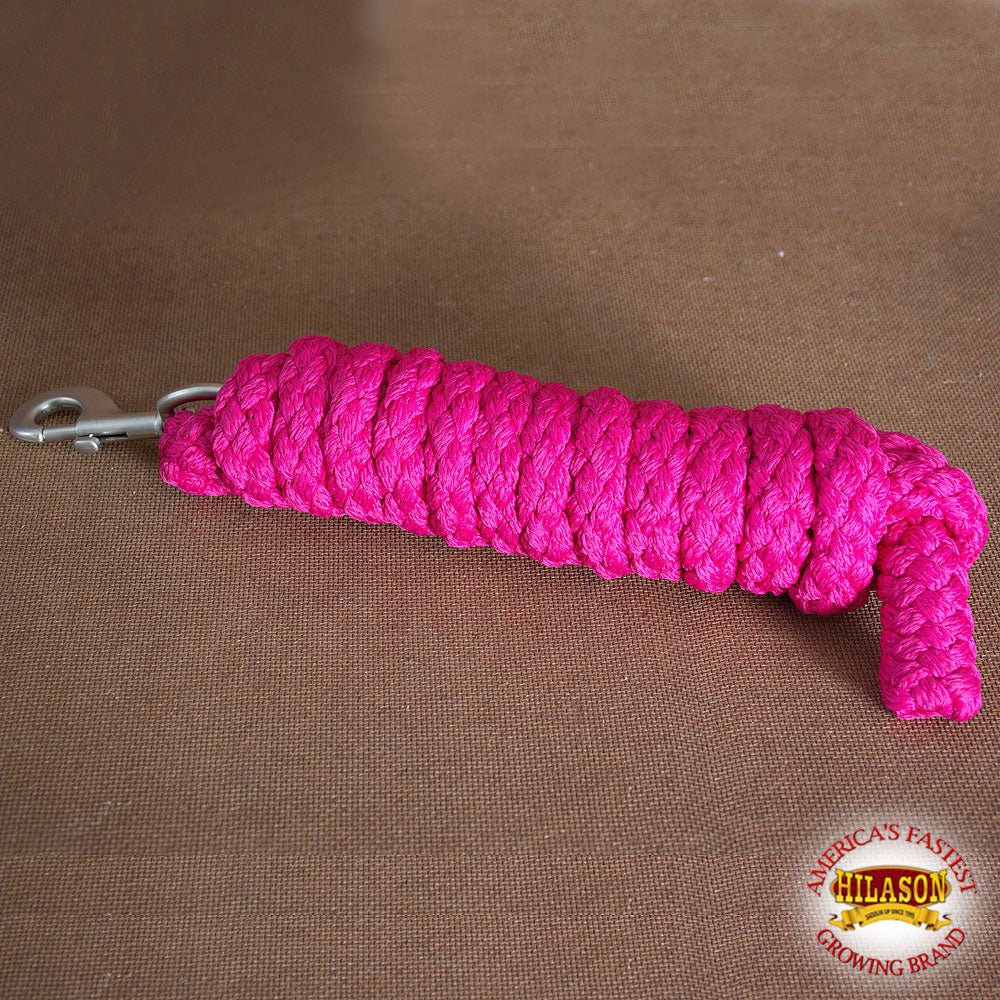 Horse Riding Poly Horse Roping Lead Rope Fuchsia 1/4X 8 Ft Snaps Hilason