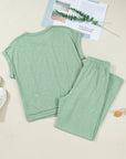 Solid Short Sleeve Tee and Drawstring Pants Set
