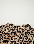 Plus Size Leopard Embroidered Ruffle Short Sleeve Blouse