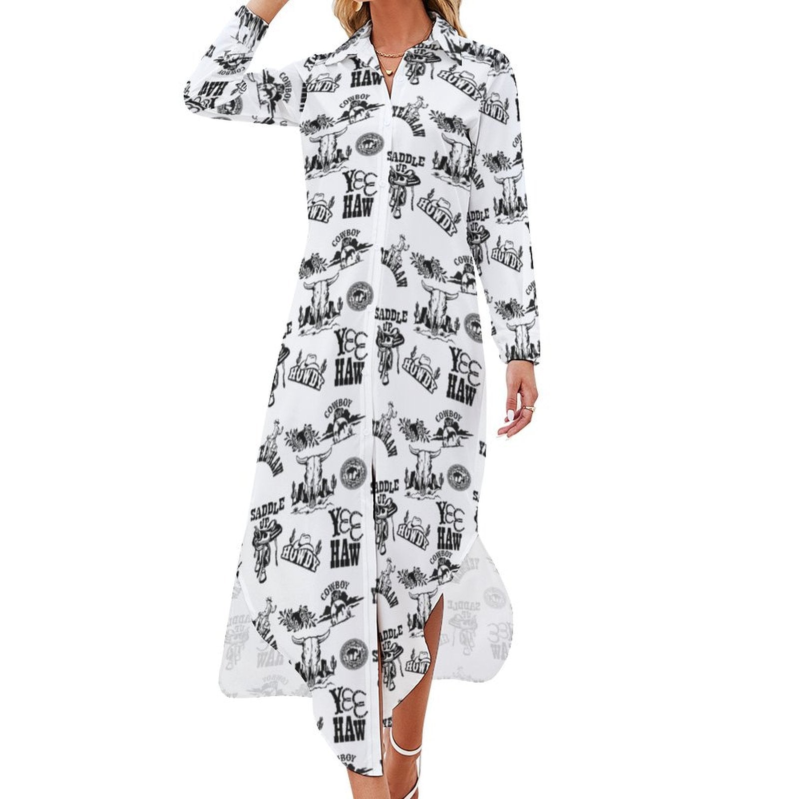Baha Ranch Cowboy Print Western Duster Dress