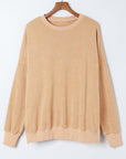 Solid Ribbed Trim Drop Shoulder Oversize Sweatshirt