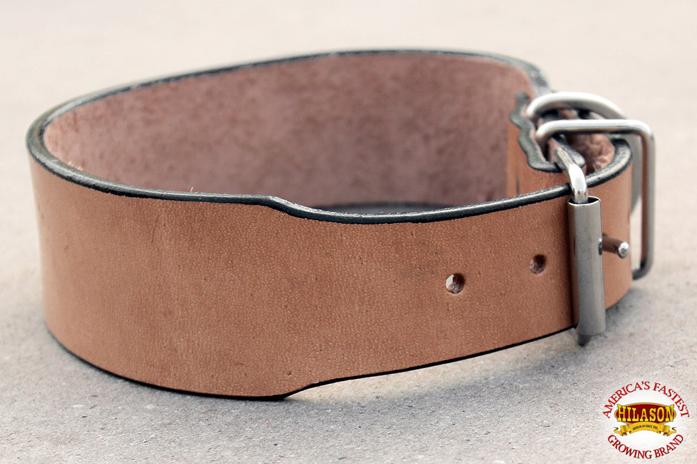 23 In Hilason Heavy Duty Handmade Genuine Leather Dog Collar Tan