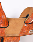 HILASON Treeless Horse Western Trail Barrel Racing American Leather Saddle