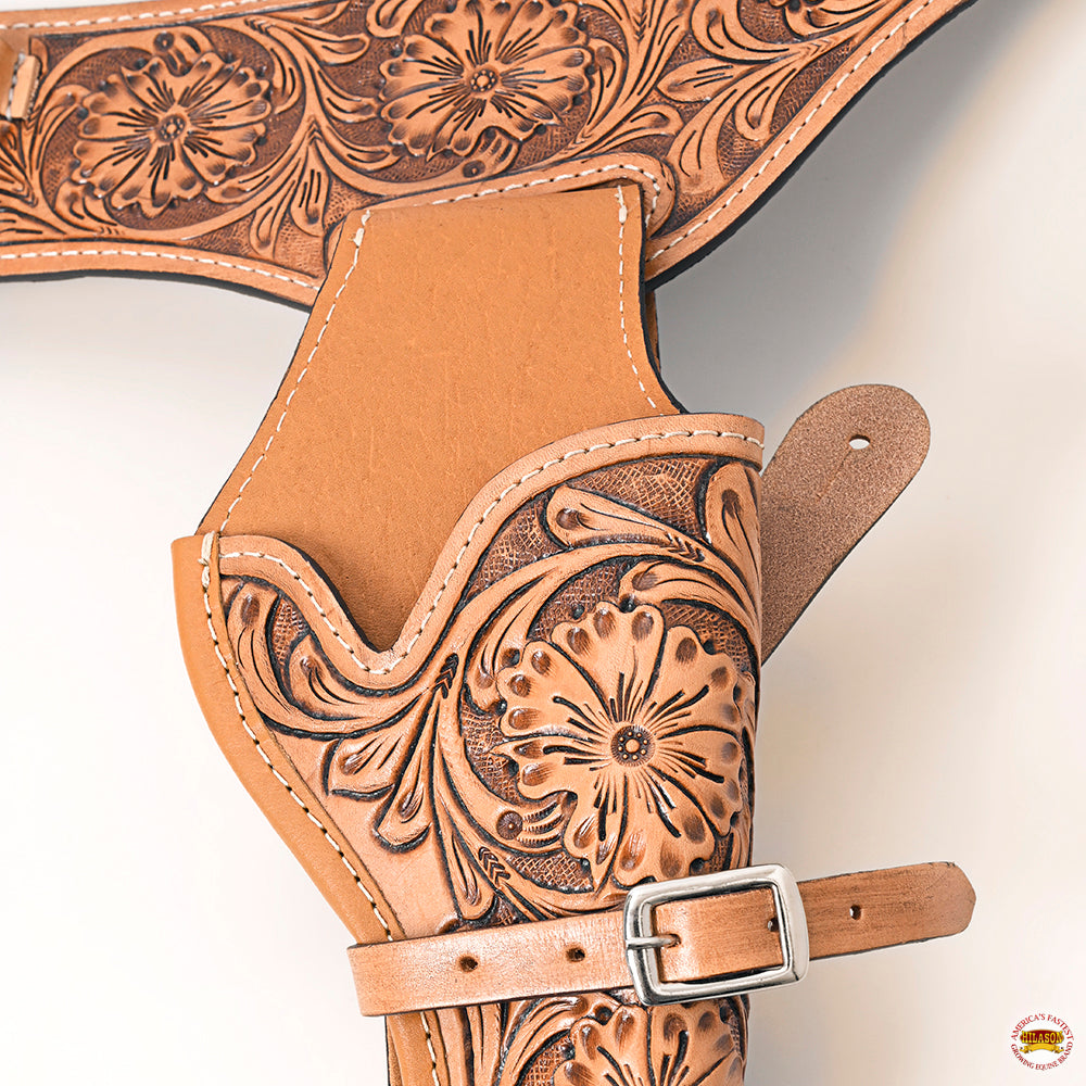 34 In Leather Gun Holster Hilason Western Right Hand Rig 38 Cal Cowboy
