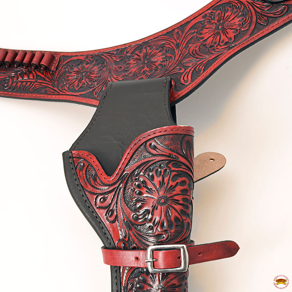 34 In Hilason Western Right Hand Gun Holster Rig 38 Cal Leather Cowboy