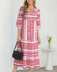 Boho 3/4 Sleeve Maxi Dress