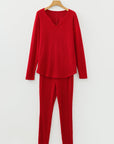 Ribbed Knit Long Sleeve Top and Leggings Set