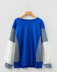 Stripe Patchwork Long Sleeve Colorblock Sweatshirt