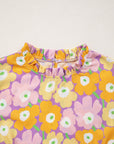 Floral Frilled Neck Puff Short Sleeve Top