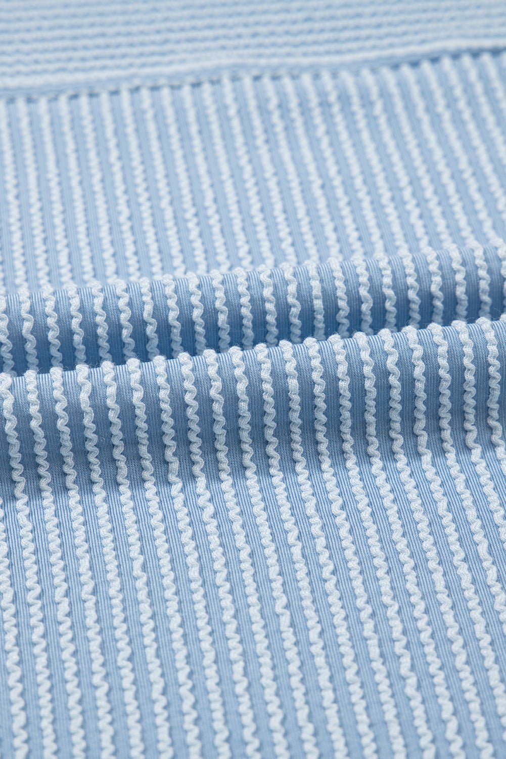 Solid Corded Knit Mock Neck T-Shirt