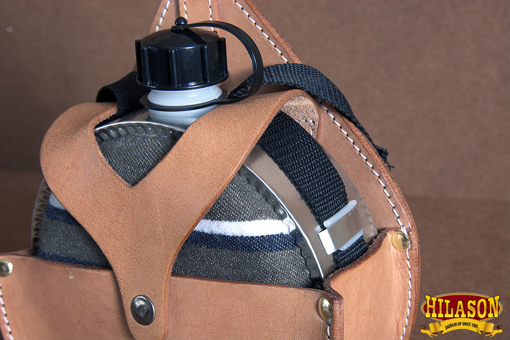 HILASON Leather Western Canteen Carrier Heavy-Duty Saddle Canteen Bag for Trail Riding &amp; Hunting