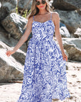 Floral Spaghetti Strap High-Waist Maxi Dress