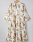 Plus Size Floral 3/4 Ruffle Sleeve Tiered Maxi Dress