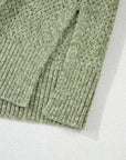 Solid Eyelet V-Neck Drop Shoulder Sweater
