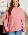 Plus Size Ribbed Knit Crewneck Poncho Sweater