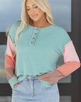 Aria Knit Colorblock Henley Top