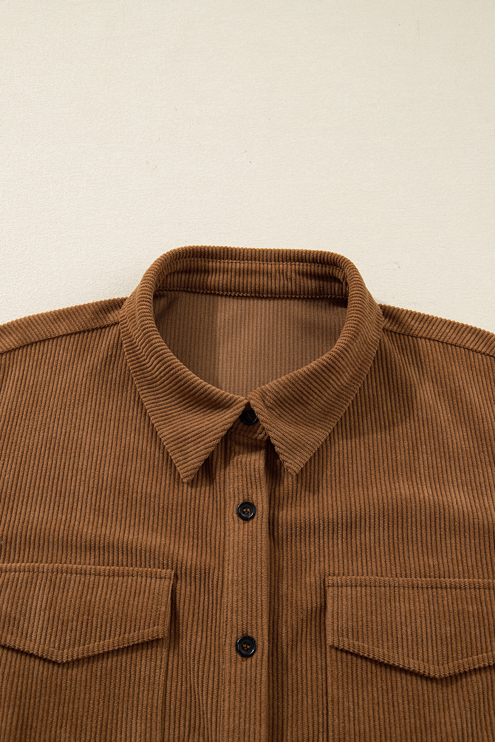 Plus Size Corduroy Button-Up Collared Shirt Dress
