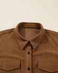 Plus Size Corduroy Button-Up Collared Shirt Dress