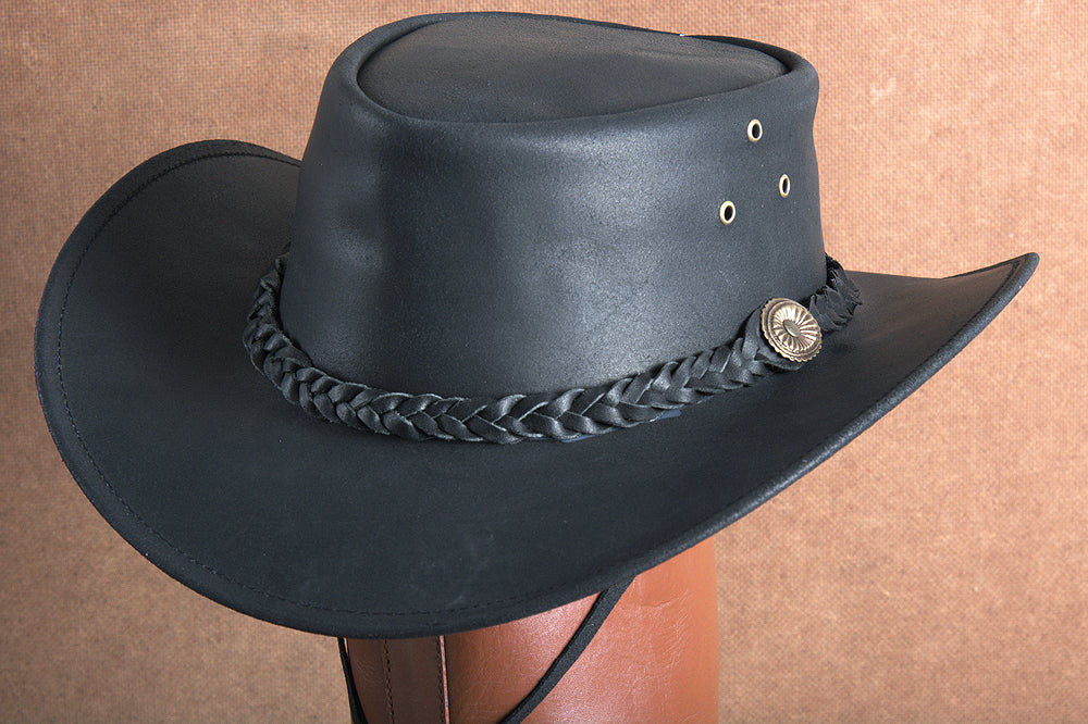 HILASON L M S X l Hand Made Genuine Cubic Leather Crushable Hat 3 In Brim | Cowboy Hat | Cow Girl Hats | Sun Hats for Women &amp; Men | Leather Hat | Fedora Hats