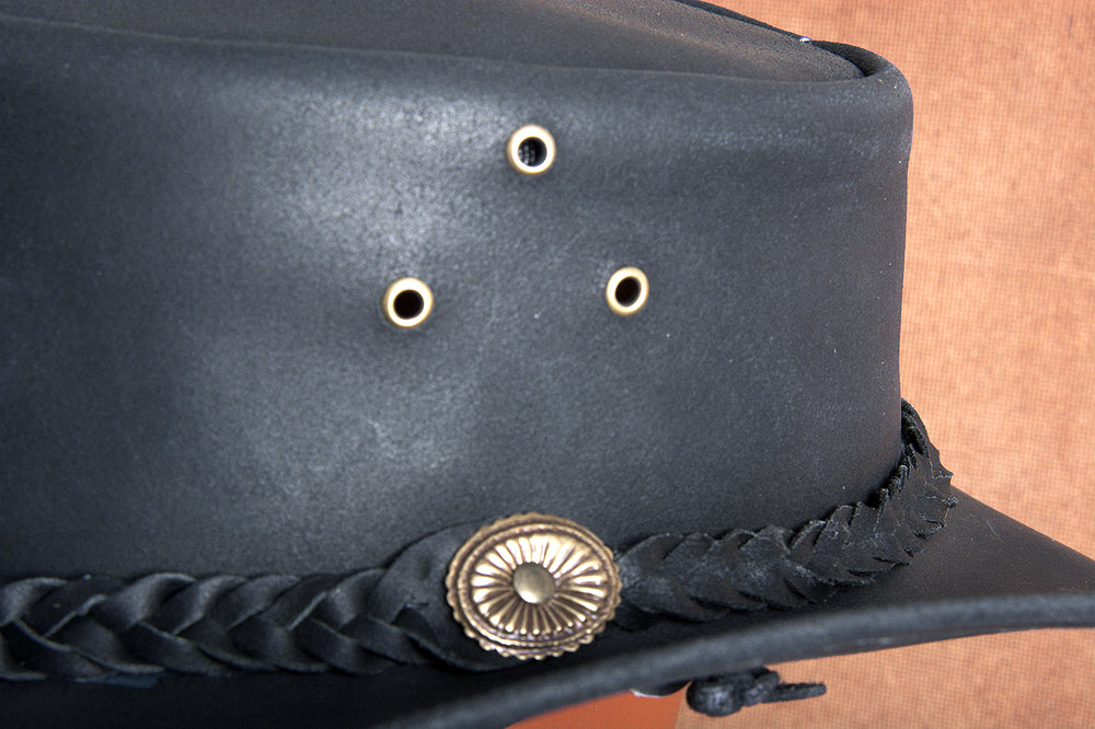 HILASON L M S X l Hand Made Genuine Cubic Leather Crushable Hat 3 In Brim | Cowboy Hat | Cow Girl Hats | Sun Hats for Women &amp; Men | Leather Hat | Fedora Hats