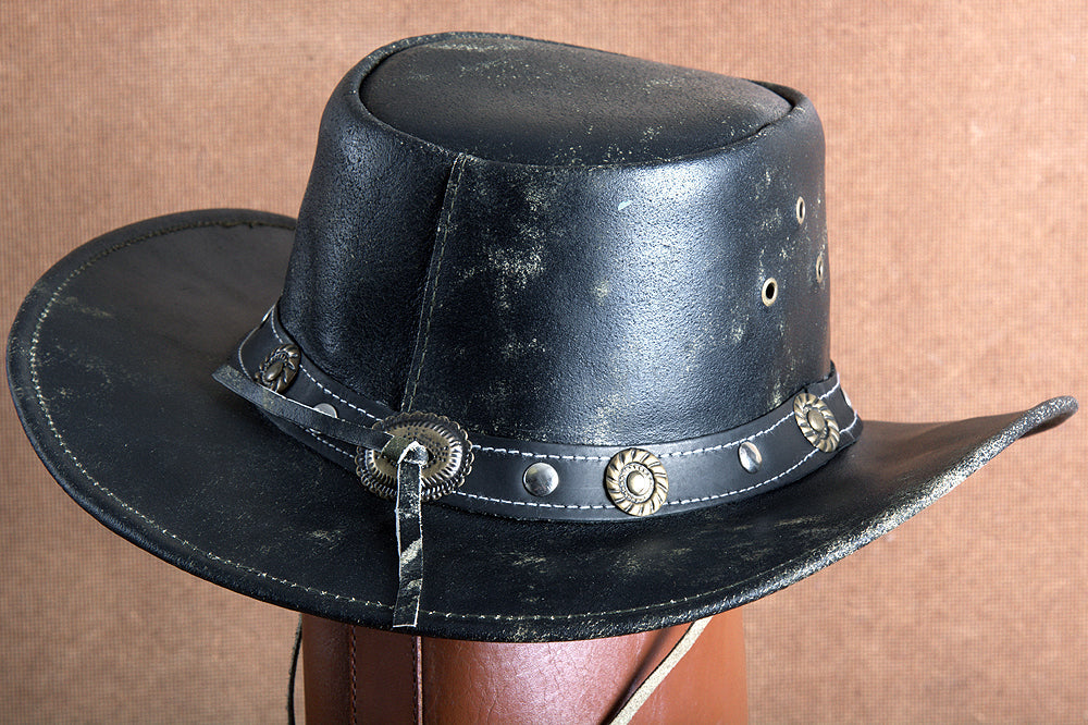 L M S Xl Hilason Hand Made Split Antique Leather Crushable Hat 3 In Brim