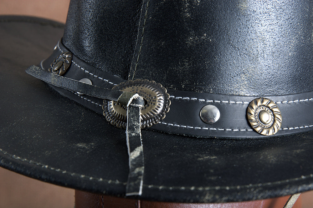 HILASON L M S XL Hand Made Split Antique Leather Crushable Hat 3 in Brim | Cowboy Cow Girl Hats Sun for Women &amp; Men Fedora