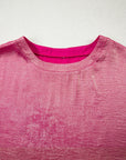Metallic Round Neck Cap Sleeve Tee