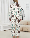 Baha Ranch Brands & Turquoise Cowgirl Christmas Western Cowprint Satin Pajamas