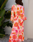 Floral V-Neck Puff Sleeve Maxi Dress