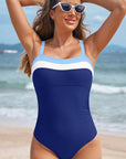 Colorblock Square Neckline One-Piece Swimsuit