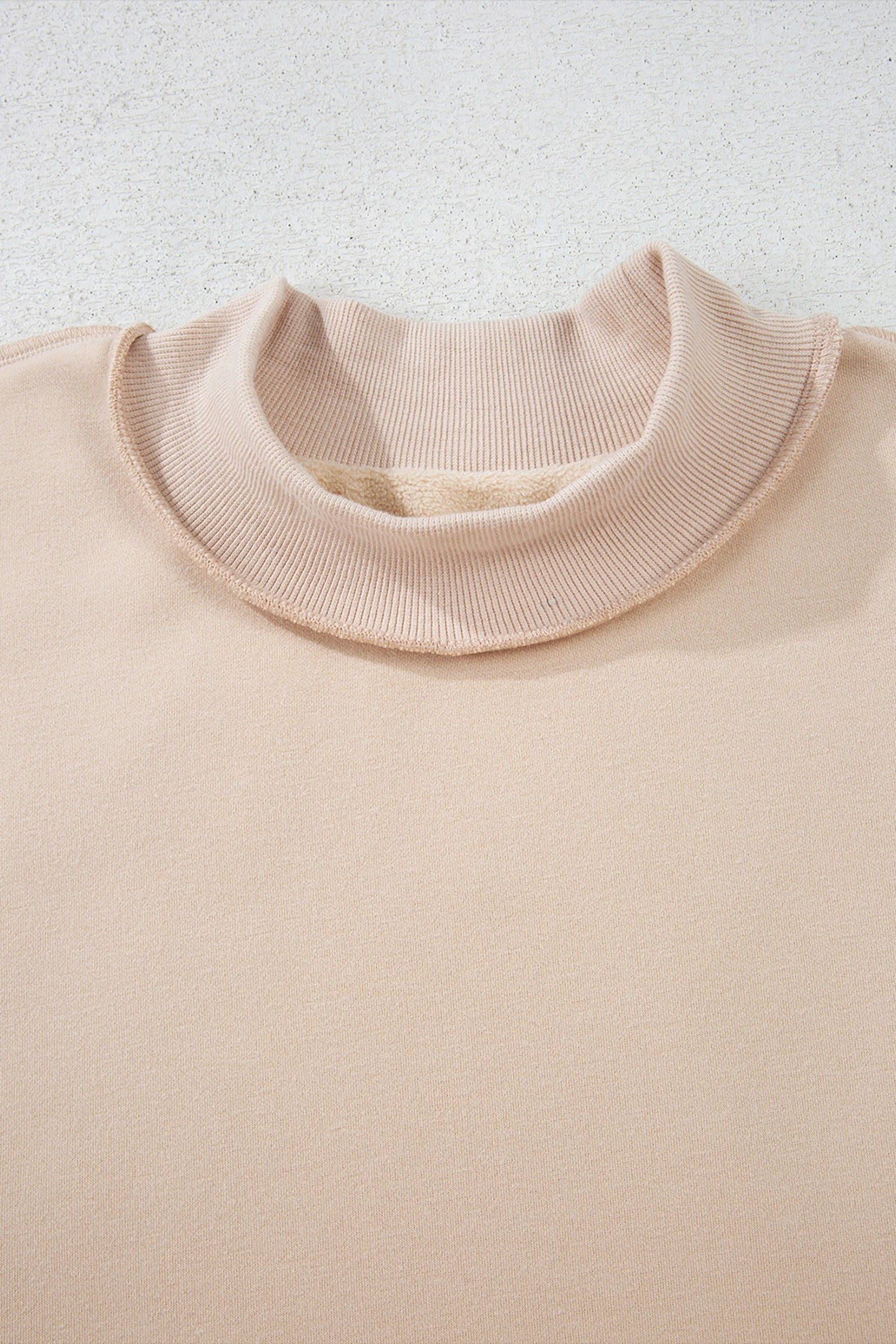 Solid Mock Neck Drop Shoulder Oversize Sweatshirt