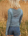 Floral Mesh Long Sleeve Top