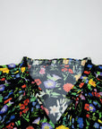 Flower Tiered Flutter Sleeve V-Neck Blouse