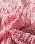 Plus Size Crochet Bow Tie Short Sleeve Sweater